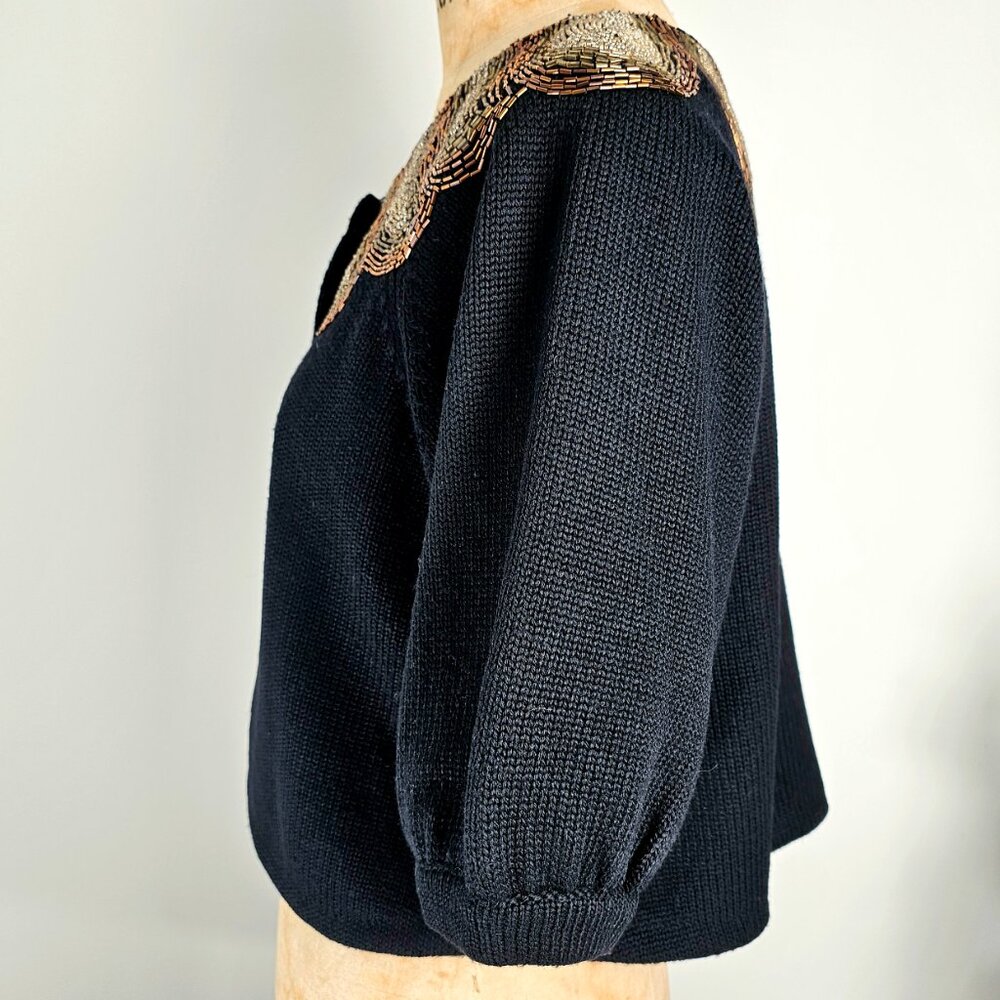 Tibi Beaded Statement Collar Cropped Cardigan Swe… - image 6
